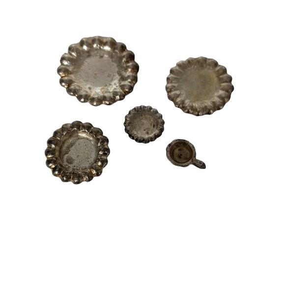 Vintage Emson Pewter Dollhouse Miniatures 5pc Place Setting 1988 Taiwan Retro - Picture 12 of 13